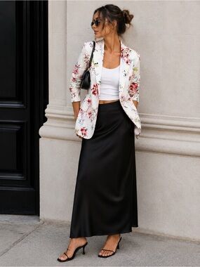 Talula Cream Floral Blazer with Light Cream Accents